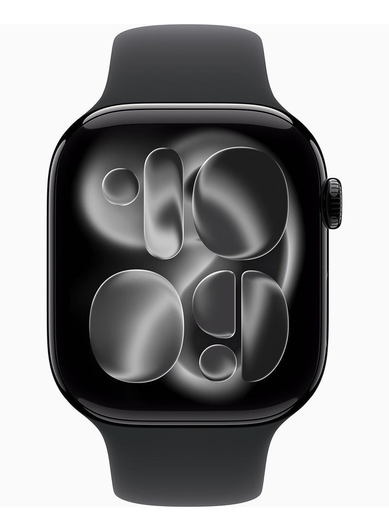 Apple Watch Series 11 GPS + Cellular 46mm (Middle East Version) Jet Black Aluminium Case With Black Sport Band - S/M - Image 2