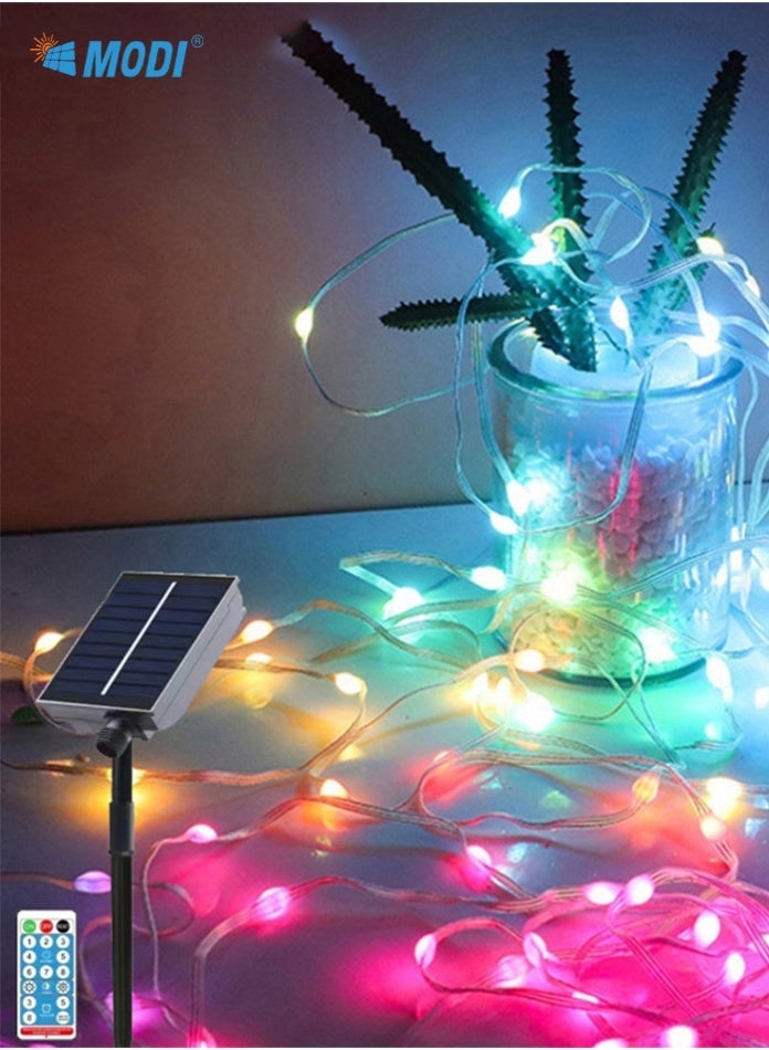 MODI Solar LED String Lights 24V 7W RGB 4-Color | 8 Lighting Modes with Remote Control & Timer | USB & Solar Dual Power | Waterproof Outdoor Decorative Lights for Garden, Patio, Party, Christmas - Image 1