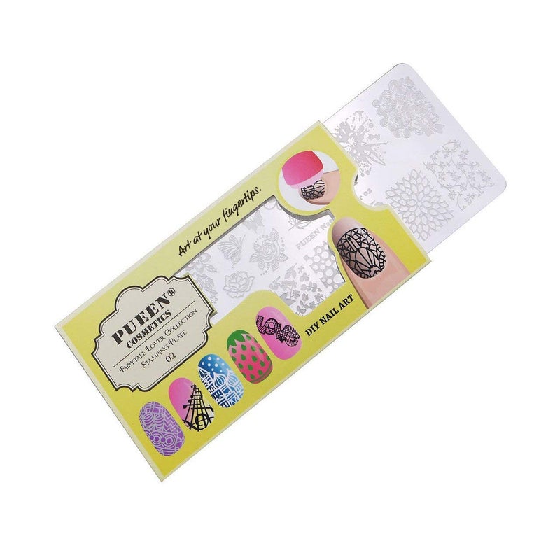 PUEEN Nail Art Stamping Plate - Fairytale Lover 02-125x65mm Unique Nailart Polish Stamping Manicure Image Plates Accessories Kit BH000662 - Image 1