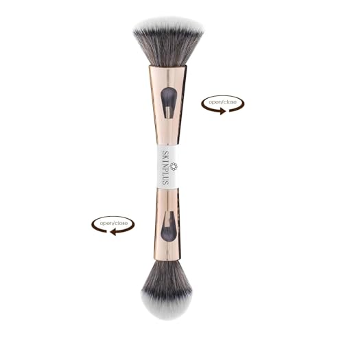 SKINPLUS 4 in 1 Travel Brush with Foundation, Powder, Eyeshadow Blending Brush | Soft Bristles Makeup Brushes Set for Women - Image 3