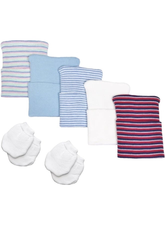 Nurses Choice Nurses Choice 5 Piece Hospital Hat & Mitten Set for Newborn Baby (Boy)  - Image 1