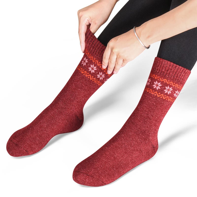 NinetoFiveLife Pack of 4 Womens Merino Wool Socks Winter Hiking Socks Knit Outdoor Recreation Socks Warm Soft and Comfortable - Image 5