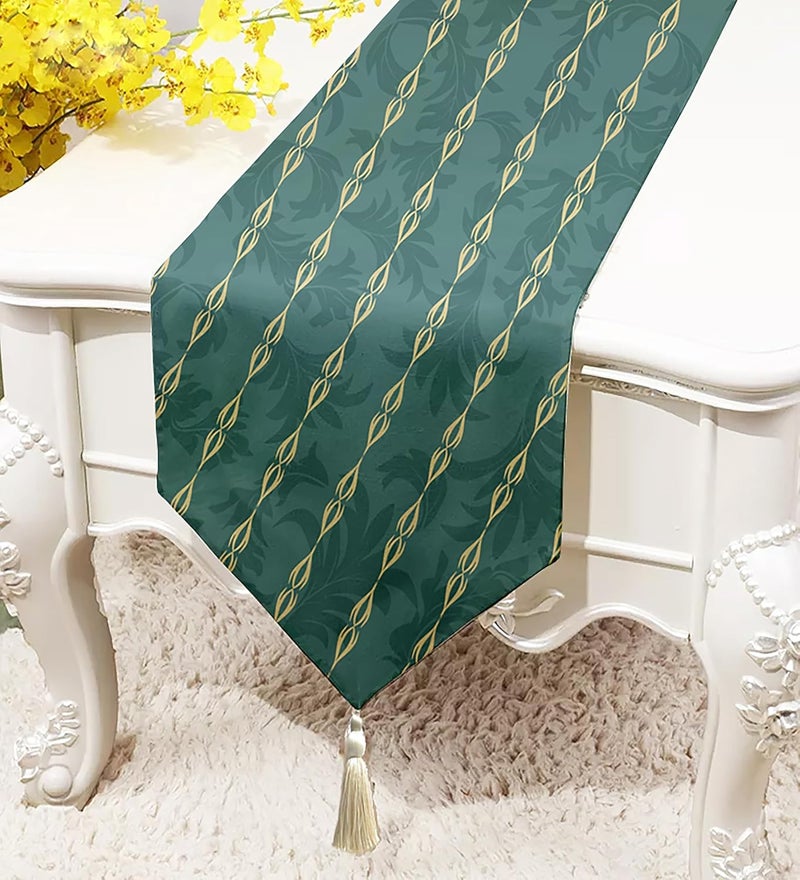 STITCHNEST Printed Polycotton Table Runner with Tassel for Dining Table & Home Décor Pack of 1, ( Size 13 x 60 Inches ) - Image 1