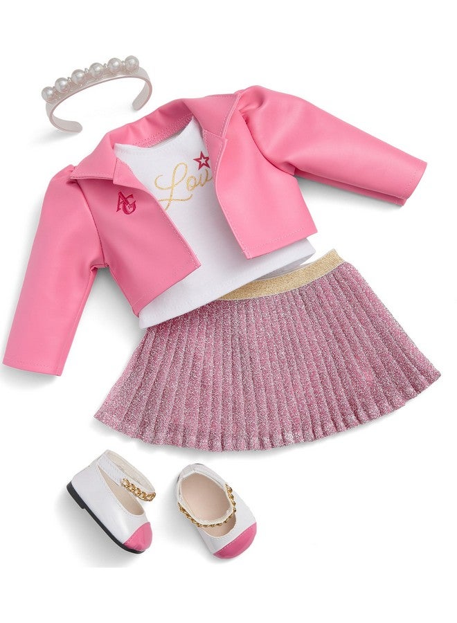 American Girl دمية أمريكان جيرل ترولي مي بطول 18 بوصة بزي شهير مع سترة وقميص وتنورة وحذاء مسطح وأحزمة كاحل، للأعمار من 6 سنوات فما فوق - Image 1