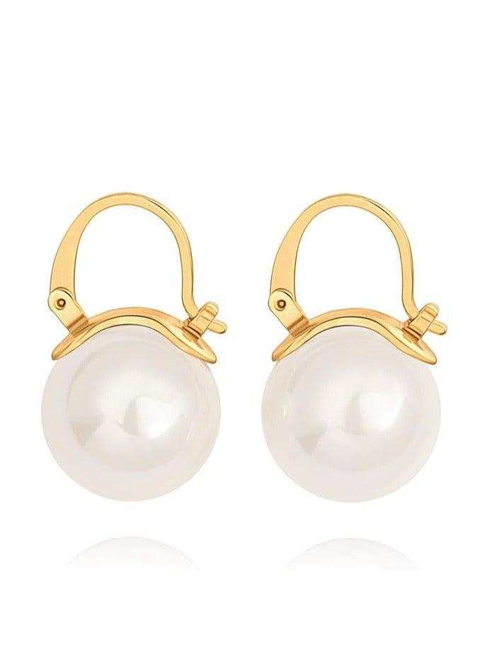 Sterling Hoop Handpicked 7.5-8mm White Freshwater Cultured Pearl Dangle Drop Earrings Jewelry for Women - Image 1