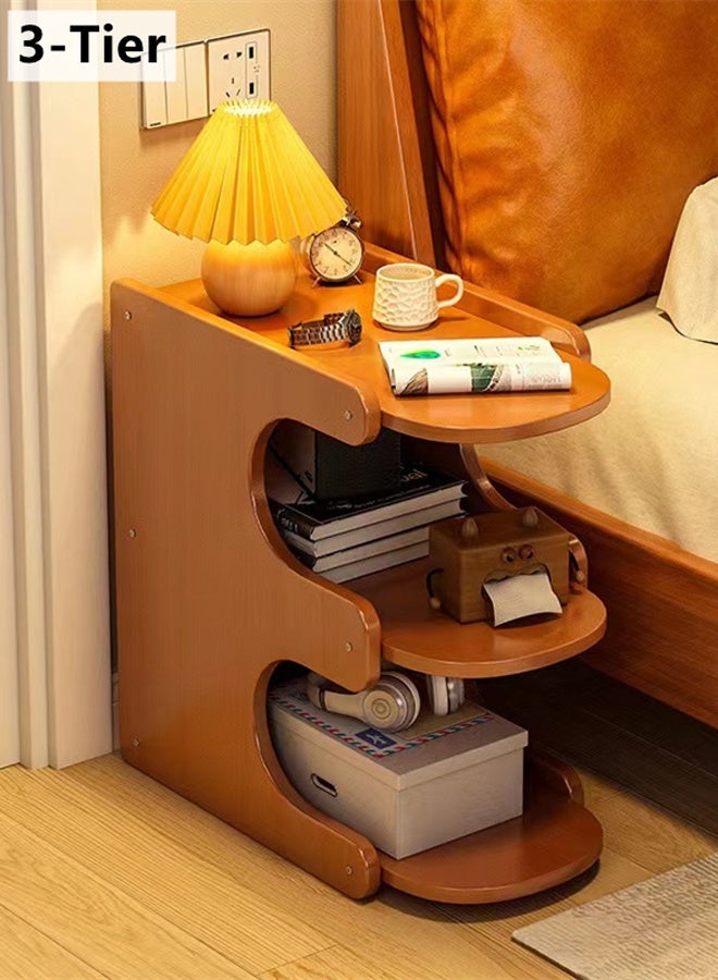 كوتيس طاولة بجانب السرير من كوتيس، قطعتين، 3 طبقات، طاولة بجانب السرير، خزانة بجانب السرير، طاولة جانبية، طاولة نهاية، طاولة أريكة لغرفة النوم، غرفة المعيشة، المكتب، خشب الخيزران، MDF، 40 × 30 × 48 سم - Image 2