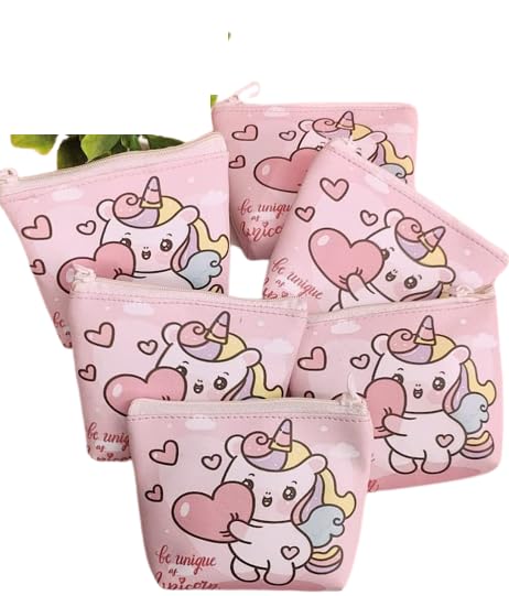 Tera13 TERA 13 Unicorn Coin Pouch Return Gifts for Kids Girls (6 pcs) - Makeup Pouch, Loose Change, Keys, Cartoon Pouch, Kanjak Gifts - Image 1