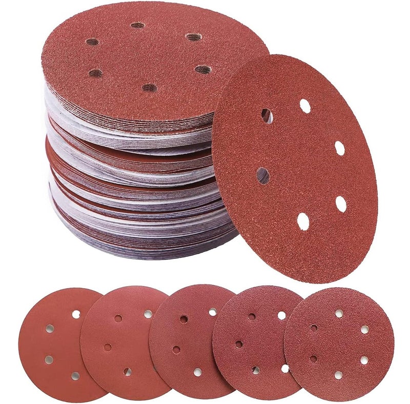 Apple Abrasives 4.5-Inch 6-Hole Hook and Loop Sanding Discs Grit-220, Pack of 100 - Image 1