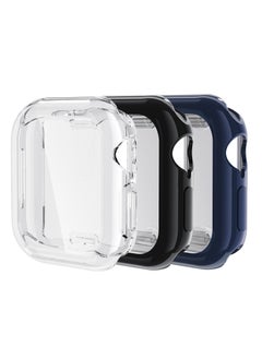 3PCS TPU Full Cover HD Screen Protector Case for Apple Watch Series 10 46mm Clear/Black/Blue