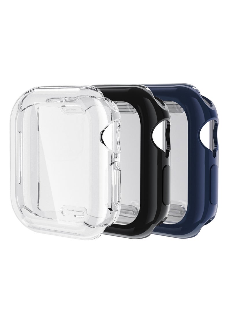 Youque - 3PCS TPU Full Cover HD Screen Protector Case for Apple Watch Series 10 46mm Clear/Black/Blue - Image 1