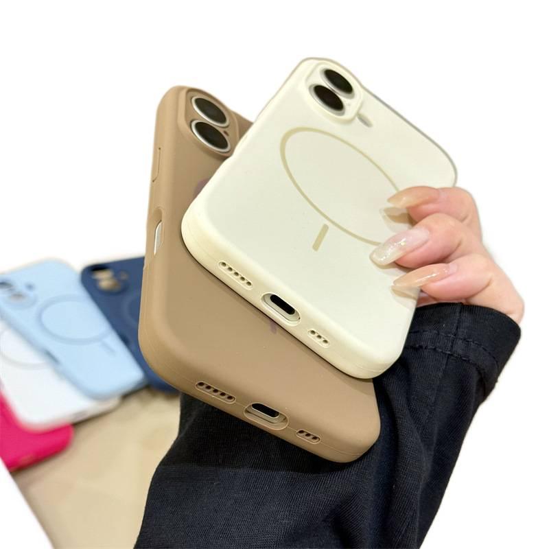 BB غطاء MagSafe بسيليكون لـ iPhone 16 / 16 Plus / 16 Pro / 16 Pro Max مع حماية من السقوط ومقاوم لبصمات الأصابع مع مقاوم للصدمات مع مغناطيس قوي مع سيليكون سائل باللون أبيض مغناطيسي من. - Image 4