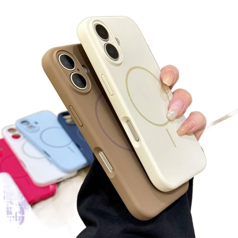 BB غطاء MagSafe بسيليكون لـ iPhone 16 / 16 Plus / 16 Pro / 16 Pro Max مع حماية من السقوط ومقاوم لبصمات الأصابع مع مقاوم للصدمات مع مغناطيس قوي مع سيليكون سائل باللون أبيض مغناطيسي من. - Image 5