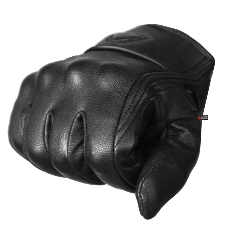 Jackets 4 Bikes Motorcycle Gloves - Premium Leather for Men Women, Touchscreen, Non-Slip, Motorbike Cruiser Street Biker Protector Black L - Image 2