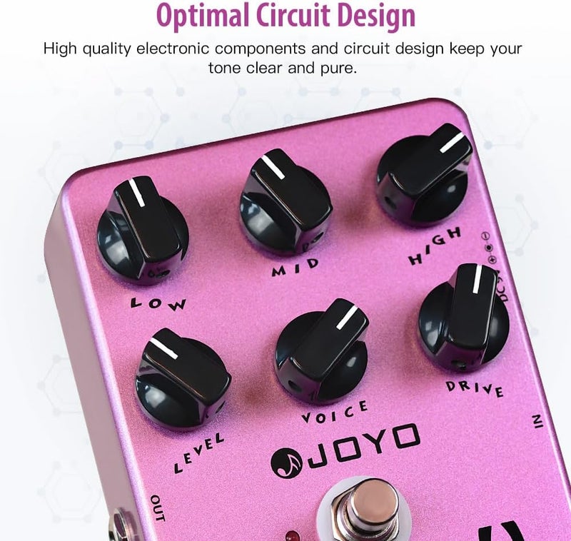 JOYO British Rock Amp Simulator & Preamp Guitar Pedal, 6-Knob Control with Built-in Cab Sim for Electric Guitar, Bypass (British Sound JF-16) - Image 3