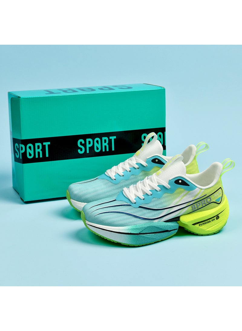 Generic - Cushioning Carbon Plate Racing Shoes Couples Style Running Sneakers Breathable Lightweight Rubber Outsole Marathon Sports Shoes WD-1980 grass fragrance - Image 1