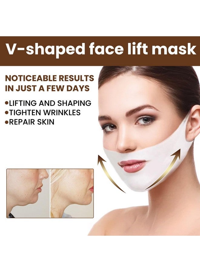 JHEPCOIN V Shaped Slimming Face Mask Chin Up Patch for Firming Tightening and Moisturizing Skin For Women V Line Lifting Face Mask, Double Chin Reducer Mask For Women (Pack of 1) - Image 2