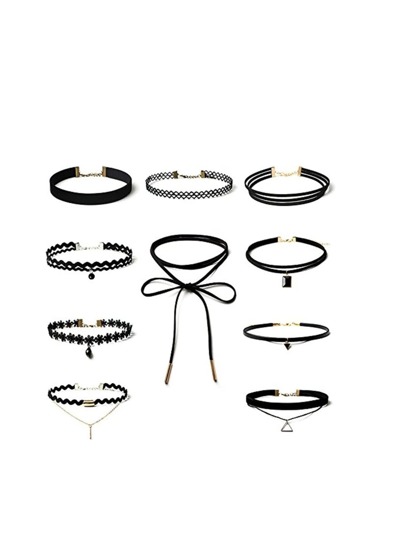 ORiTi ORiTi 10 PCS Women Choker Necklaces Black Velvet Stretch Tattoo Choker Necklace Set for Girls  - Image 2