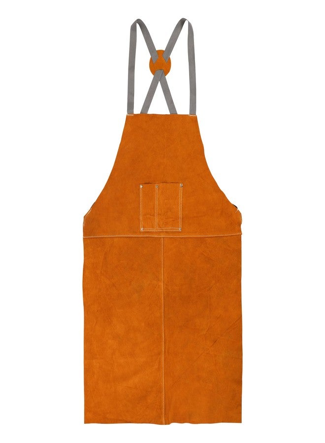 Houseables Leather Welding Apron, Fire Resistant Welder Smock, 23 x 35 Inch, Large, 2 Pockets, Kevlar Stitching, Safety Accessory For Blacksmithing, Carpentry, Torch Work, Roofing, Woodworking, - Image 1