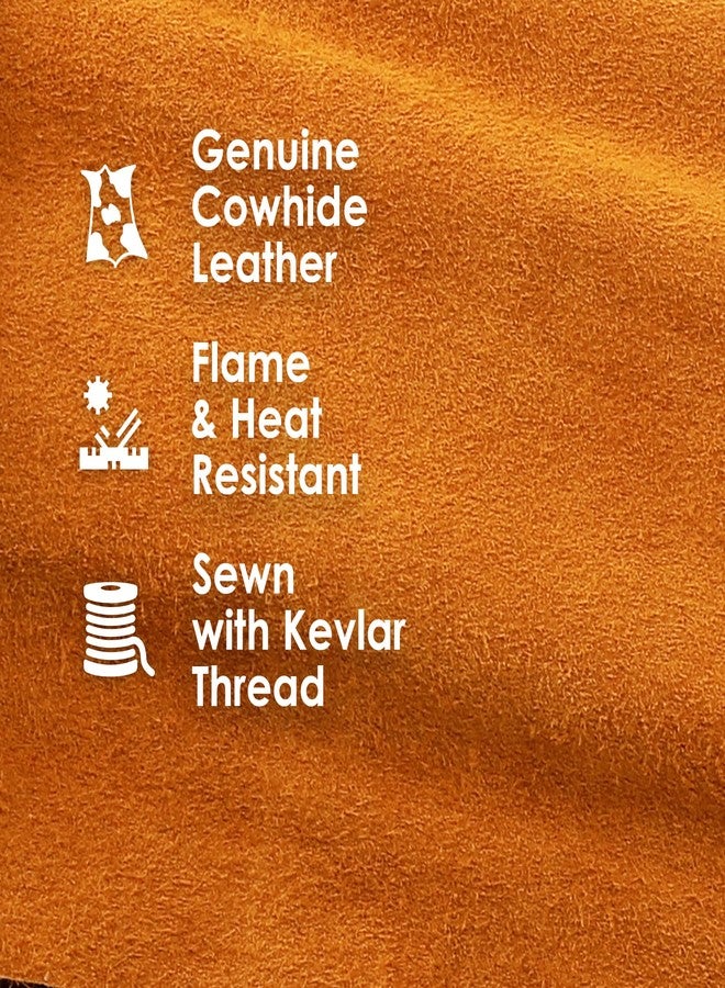 Houseables Leather Welding Apron, Fire Resistant Welder Smock, 23 x 35 Inch, Large, 2 Pockets, Kevlar Stitching, Safety Accessory For Blacksmithing, Carpentry, Torch Work, Roofing, Woodworking, - Image 4