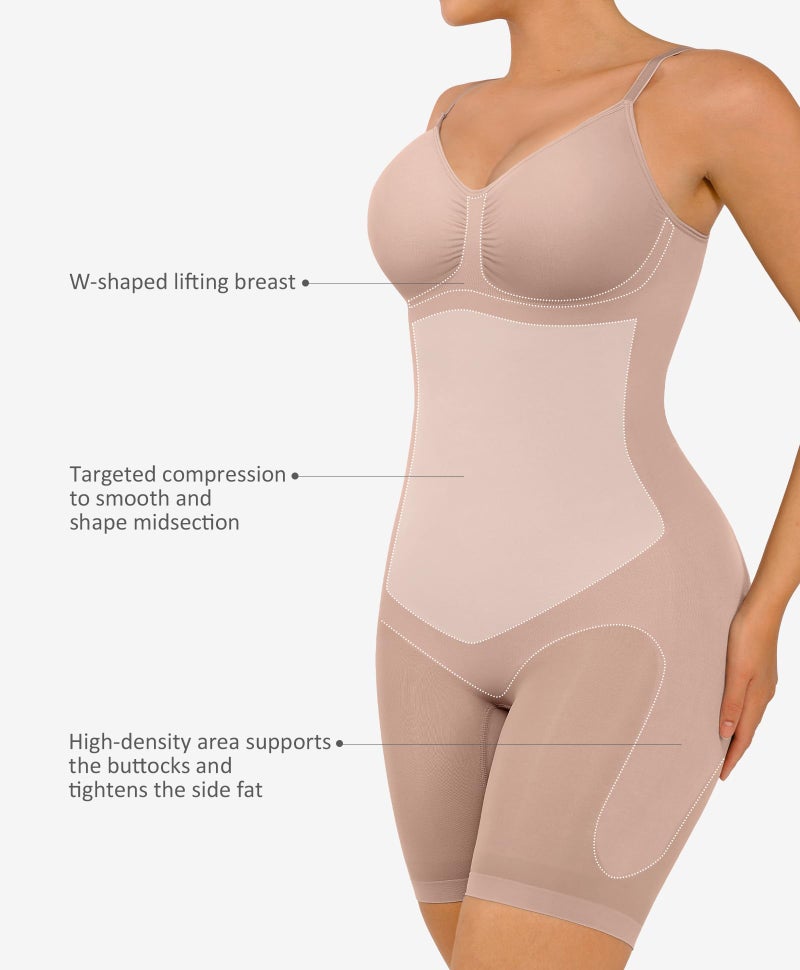 FeelinGirl Seamless Hip Enhancer Shapewear Bodysuit with Firm Control Fajas High Waist Body Shaper for Womens Khaki Beige XS/S - Image 3