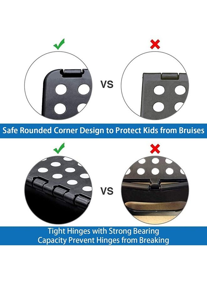 عربست كرسي خطوة قابلة للطي مع مقبض للأطفال ، للبالغين ، كرسي بلاستيكي Heavey Duty قابل للطي للمطبخ ، الحديقة ، داخلي ، خارجي (أسود) - Image 5