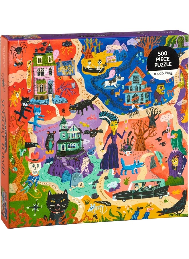 MudPuppy Welcome to Spooky Town 500 Piece Family Puzzle  - Image 1