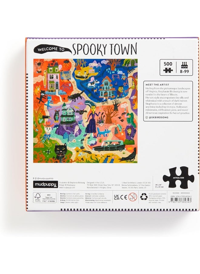 MudPuppy Welcome to Spooky Town 500 Piece Family Puzzle  - Image 4