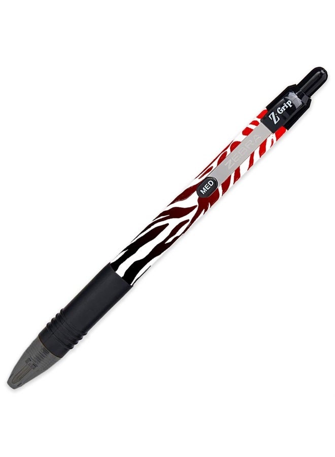 Zebra Pen Z-Grip Smooth - Retractable Ballpoint Pen - Pack of 6 - Stripe Pack - Animal Print + Funky Flames - Image 3