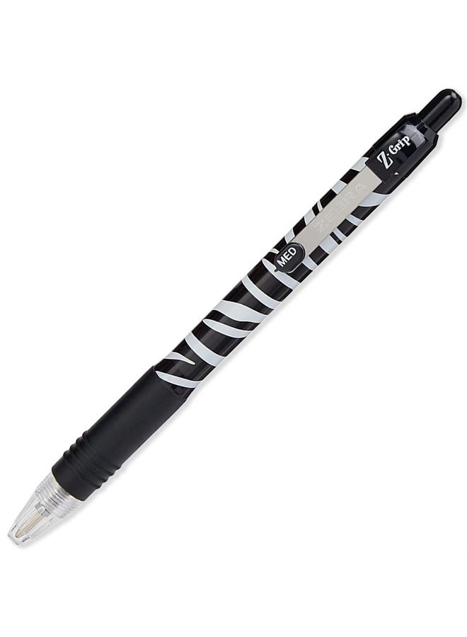Zebra Pen Z-Grip Smooth - Retractable Ballpoint Pen - Pack of 6 - Stripe Pack - Animal Print + Funky Flames - Image 2