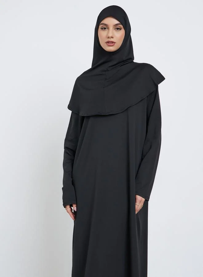 Take Two Take Two Black Solid Abaya with Hijab