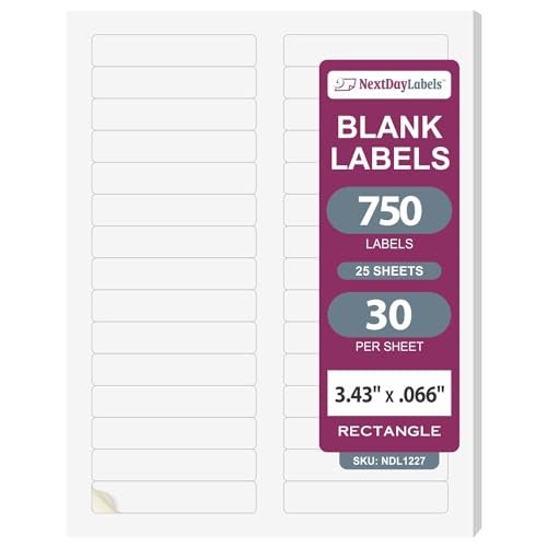 NextDayLabels - Laser/Ink Jet White Labels (2/3" x 3-7/16" - 30 Per Page | 750 Labels) - Image 1