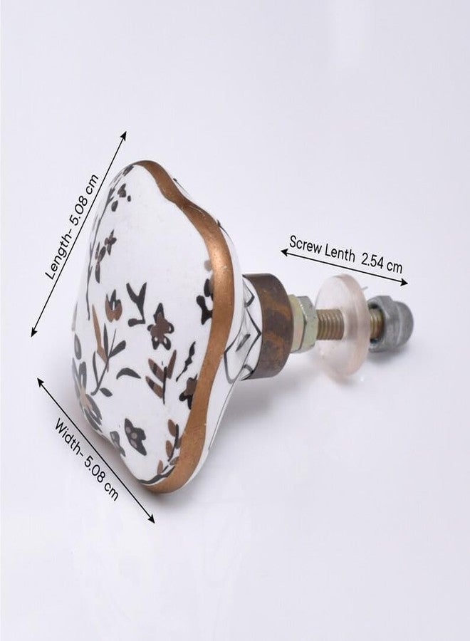 Indian-Shelf Premium White and Gold Cabinet Knobs for Drawer Pulls Square Designer Ceramic Single Hole Furniture Kitchen Dresser Handles Interior Door Hardware- 6 Piece - Image 2