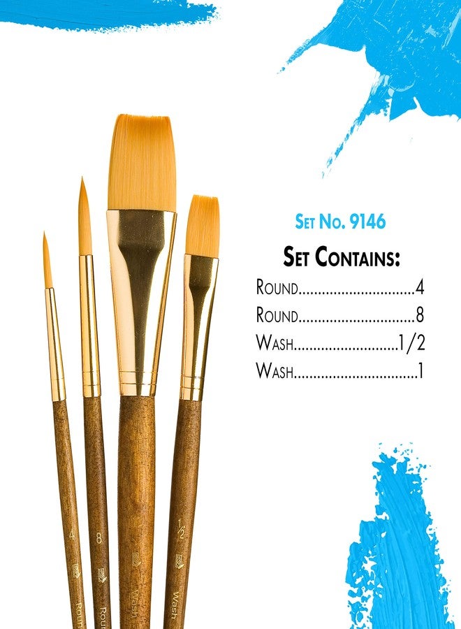 Princeton RealValue Golden Taklon Brushes (Set of 4) - Image 3