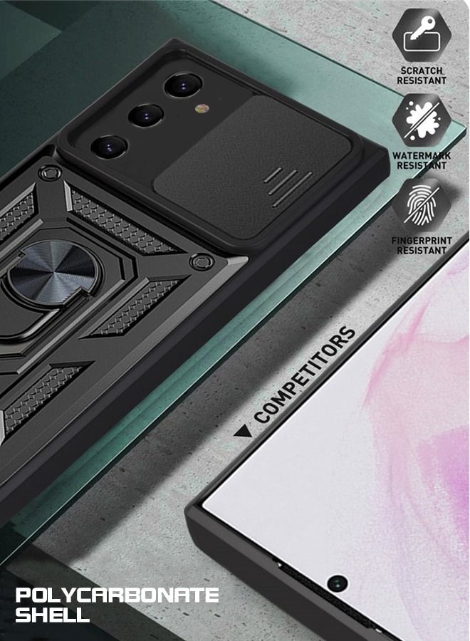 GROIC Case for Samsung Galaxy S23 6.1" Case with Removable Kickstand and Card Holder, Slide Camera Cover Hybrid Heavy Duty Hard Luxury Phone Shell - Image 5