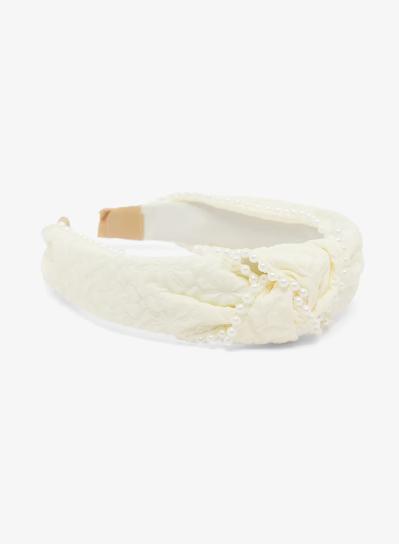 خزانة Pearl Embellished Bow Detail Headband