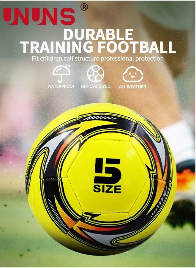 UNUNS Soccer Ball Size 5,Training Football For Kids Youth Adults,Double Layer Anti-Explosion Football,Indoor Outdoor Play Game Training Practice Pump,Ball Bag And Net Bag,Durable - Image 2