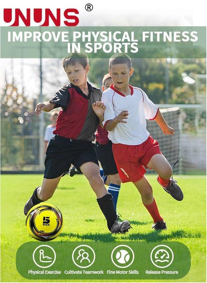 UNUNS Soccer Ball Size 5,Training Football For Kids Youth Adults,Double Layer Anti-Explosion Football,Indoor Outdoor Play Game Training Practice Pump,Ball Bag And Net Bag,Durable - Image 5