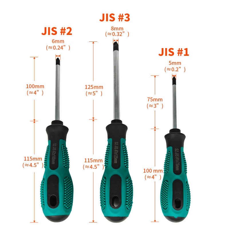 Yrsssa JIS Screwdriver Set (3Pcs #1#2#3) â€“ Magnetic Tips, S2 Alloy Steel, Meets JIS B4633 Standard, Designed for Japanese Motorcycles, Vehicle,Bicycles & Industrial Equipmen - Image 3