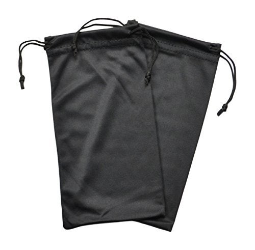 LBI 2 Pack Soft Microfiber Eyeglass Case, Cleaning And Storage Pouch With Drawstring, Small, Black - Image 1