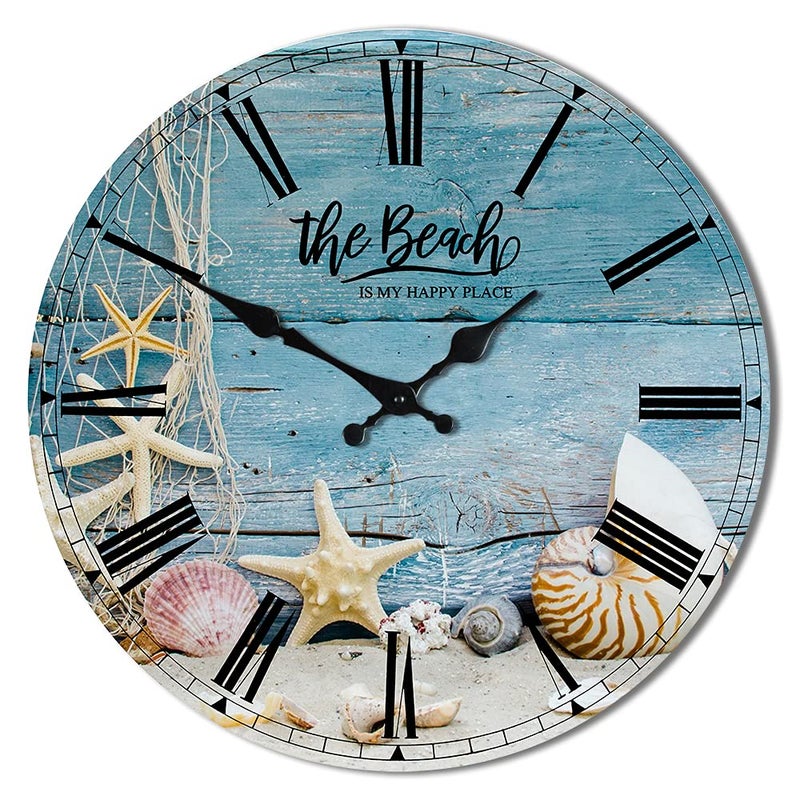 SAC SMARTEN ARTS Sac Smarten Arts Funny Beach Bathroom Decor Silent Wall Clock 12 inch Ocean Blue 