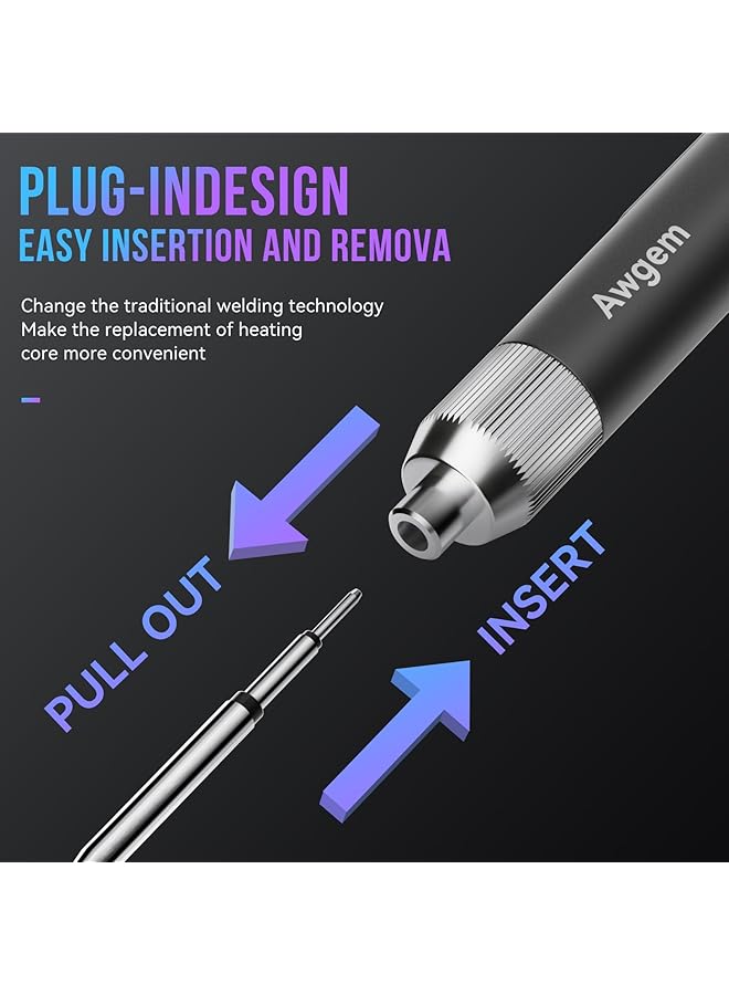 erorex Soldering Iron Soldering Tool Hd Color Display Temperature Control Accurate 392°F 842°F Smart Mini Portable Soldering Iron Usb Soldering Iron Fast Heating With 2 Charging Cords. - Image 5