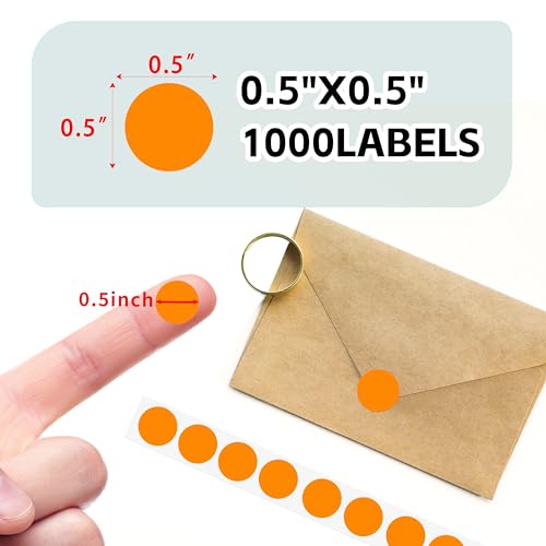 PARLAIM 1/2" Orange Round Color Coding Circle Dot Labels on a Roll, 1000 Stickers in Plastic Dispenser Box, 0.5 inch Diameter - Image 2