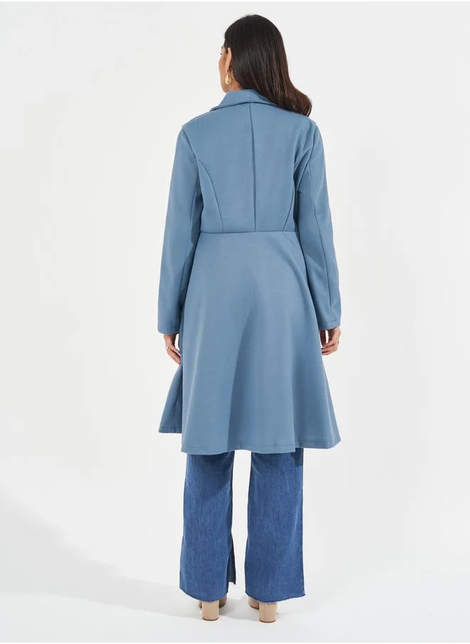 Styli Regular Fit Longline Buttoned Wool Like Coat