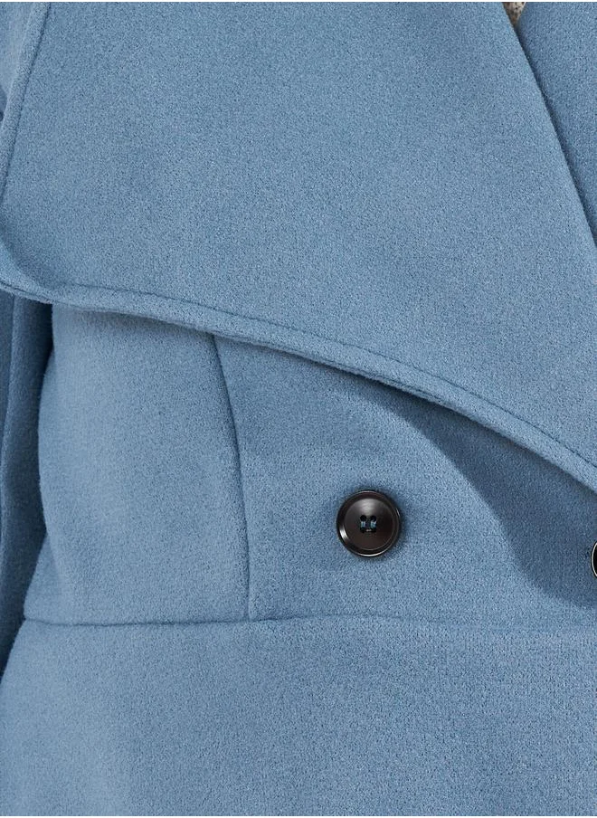 Styli Regular Fit Longline Buttoned Wool Like Coat