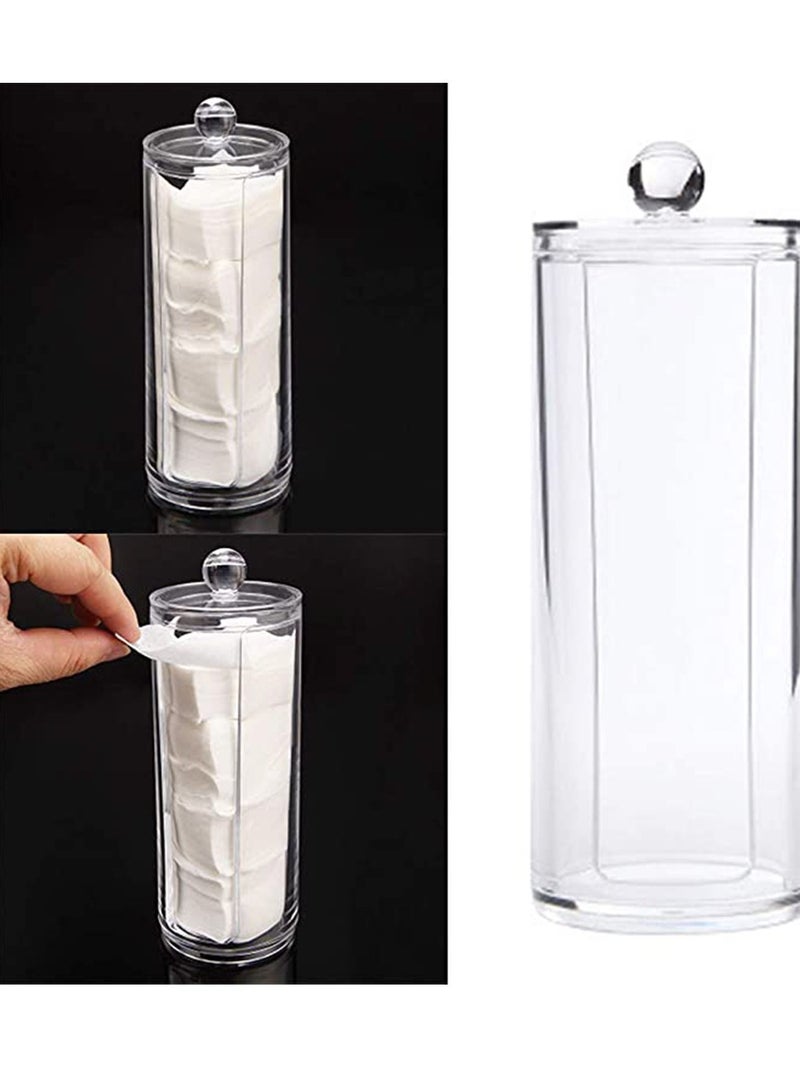 NIBEMINENT Cotton Pad Jar Creative Transparent Make up Organizers Round Cosmetic Storage Dispenser Container Swab Holder for Women - Image 1