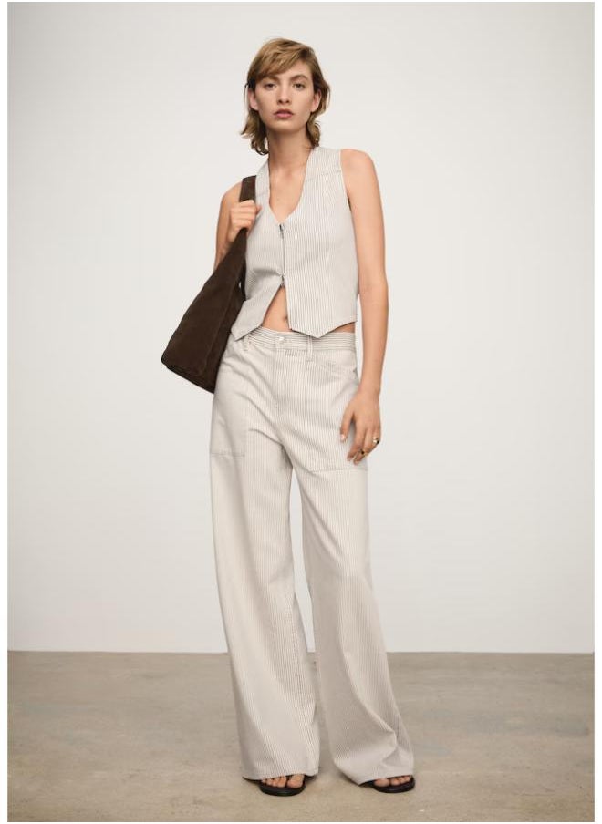 MANGO - Striped Gilet With Zip Waistcoat - Image 1