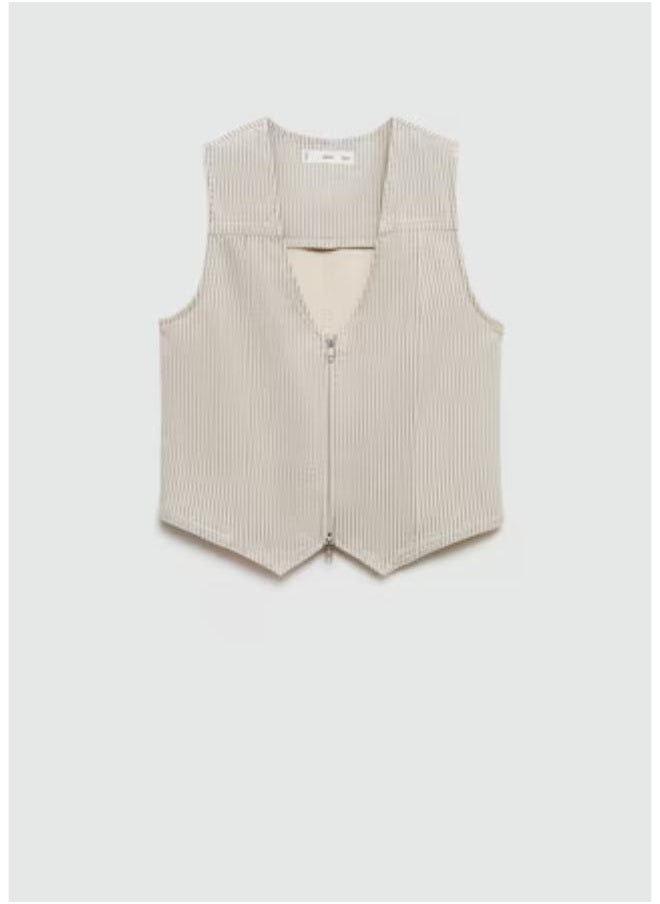 MANGO - Striped Gilet With Zip Waistcoat - Image 1