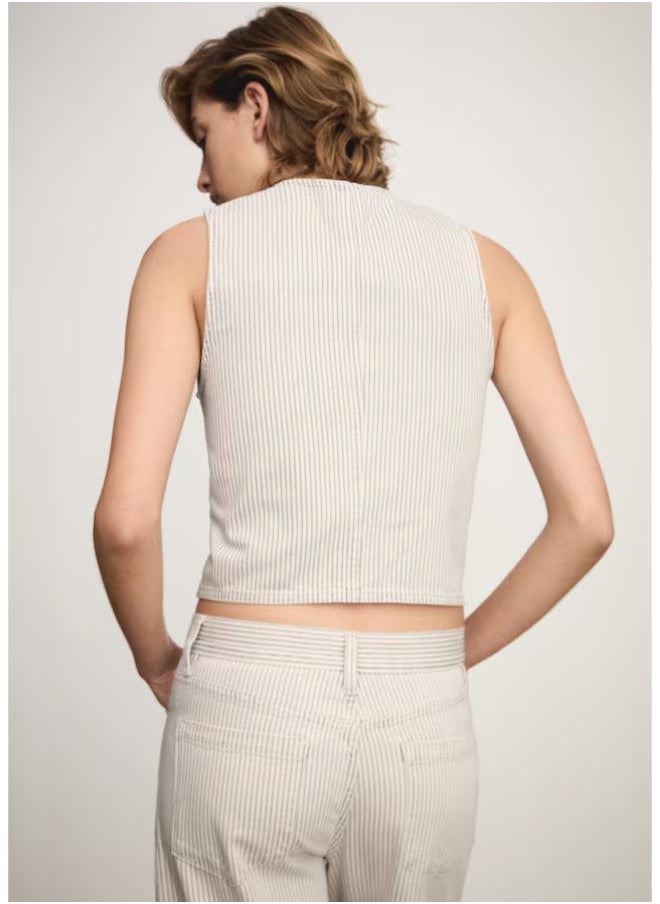 MANGO - Striped Gilet With Zip Waistcoat - Image 1