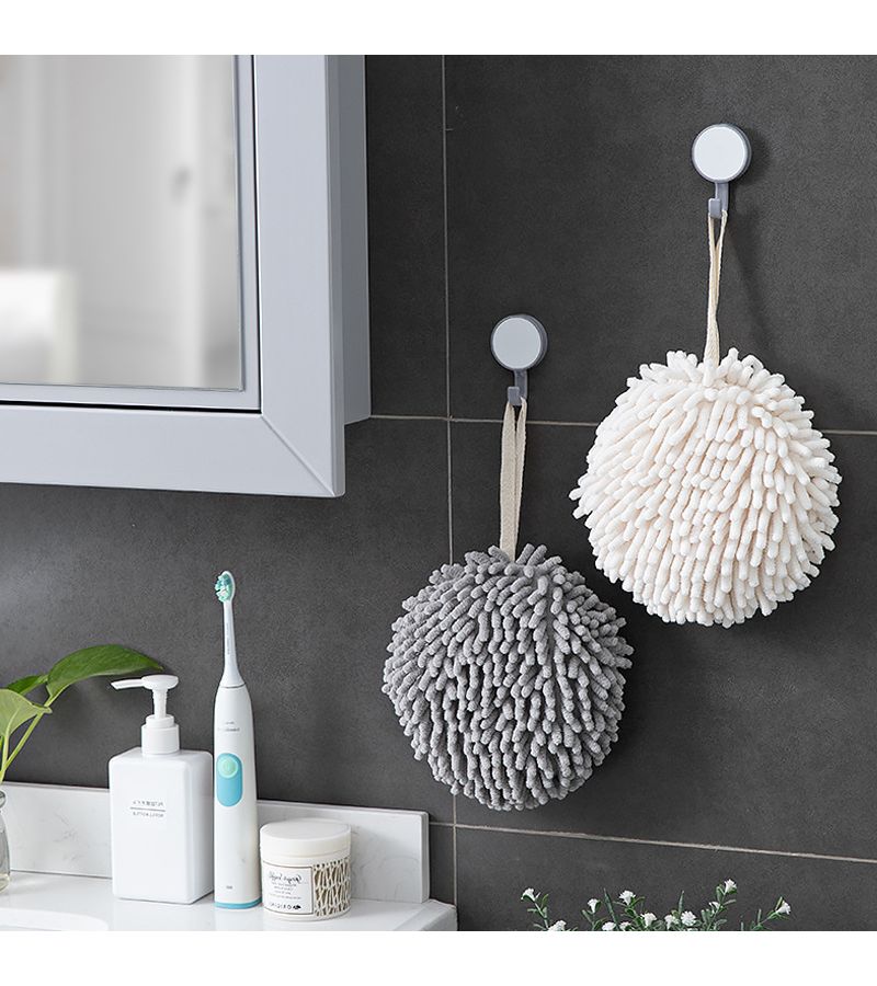Blue Thickened Chenille Hand Drying Ball For Kitchen Bathroom Quick Dry Absorbent Hanging Cloth - Image 2