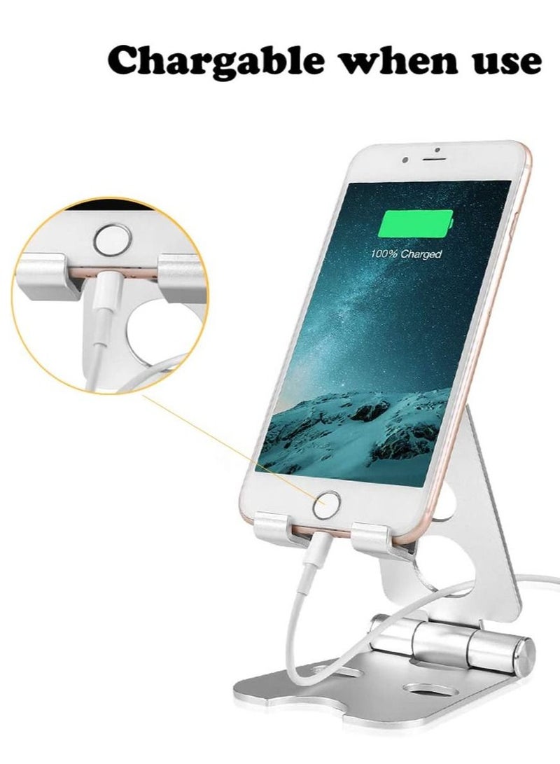 TYCOM Desktop Cell Phone Stand Double Adjustable Mobile Phone Tablet Holder Aluminum Portable Desk Stand for iPhone 11 iPhone X iPhone 8 7 Samsung Galaxy S9 S8 iPad  - Image 4